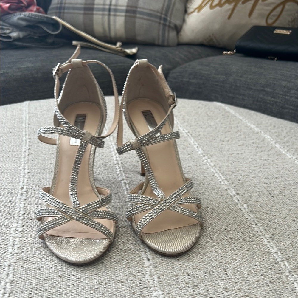Elegant Silver Strappy Heels